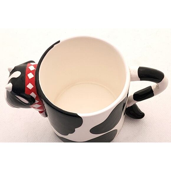 MUG-RUSS-Black & White Cow-3-D Design-Whimsical-Farm Animal-Holds 12 oz - Picture 9 of 14